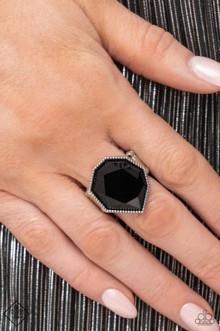 Dynamically Defaced Black Paparazzi Ring