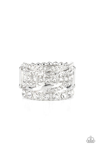 Exclusive Elegance White Paparazzi Ring