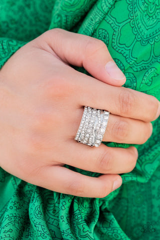 Exclusive Elegance White Paparazzi Ring