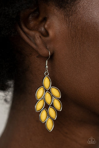 Flamboyant Foliage Yellow Paparazzi Earrings