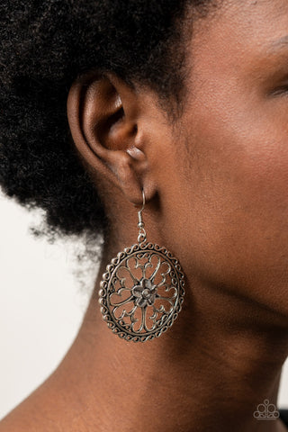 Floral Fortunes Silver Paparazzi Earrings