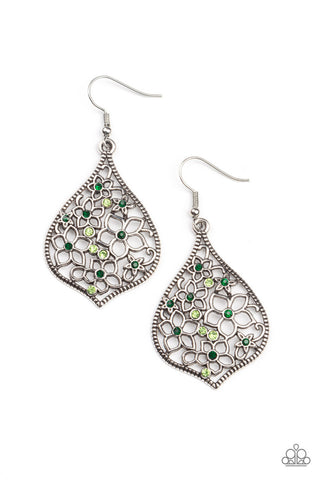 Full Out Florals Green Paparazzi Earrings