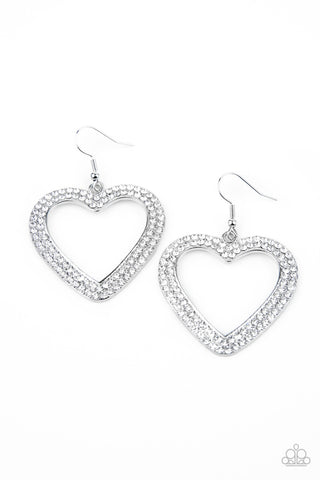 GLISTEN to Your Heart White Paparazzi Earrings