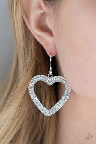 GLISTEN to Your Heart White Paparazzi Earrings