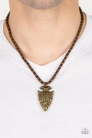 Get Your ARROWHEAD in the Game Brass Paparazzi Necklace
