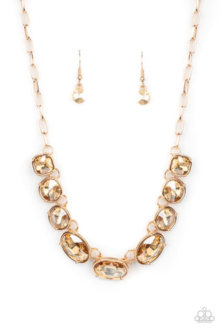 Gorgeously Glacial Gold Paparazzi Necklace