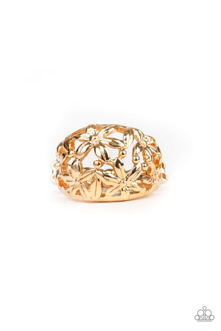 Haute Havana - Gold - Flower Paparazzi Dainty Ring