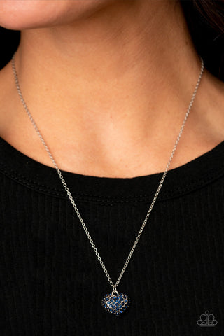 Heart-Warming Glow Blue Paparazzi Necklace