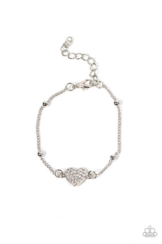 Heartachingly Adorable White Paparazzi Bracelet