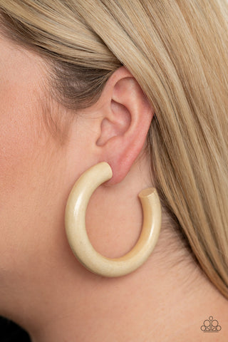 I WOOD Walk 500 Miles White Paparazzi Earrings