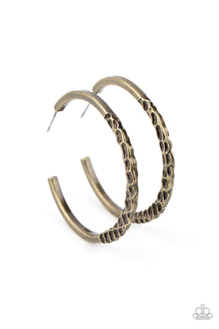 Imprinted Intensity Brass Paparazzi Earrings