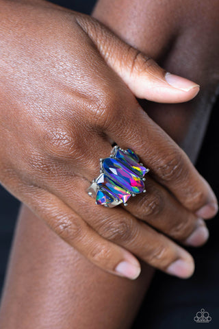 Iridescently Interstellar - Multi - Oil Spill UV Paparazzi Ring