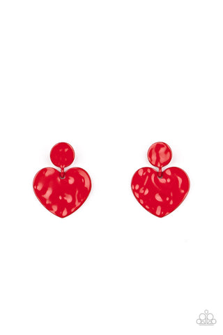 Just a Little Crush Red Paparazzi Earrings