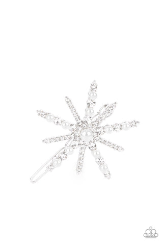 Leading Luminary White Paparazzi Hair Clip