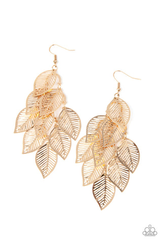 Limitlessly Leafy Gold Paparazzi Earrings
