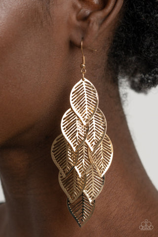 Limitlessly Leafy Gold Paparazzi Earrings
