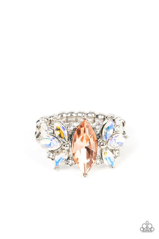 Luxury Luster - Orange - Iridescent Marquis Rhinestone Paparazzi Ring