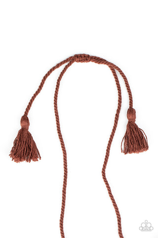 Macrame Mantra - Brown - Knotted Cord Paparazzi Long Necklace