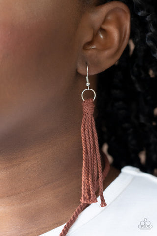Macrame Mantra - Brown - Knotted Cord Paparazzi Long Necklace