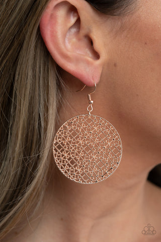 Metallic Mosaic Rose Gold Paparazzi Earrings