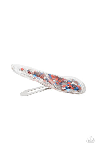 Oh, My Stars and Stripes - Multi  - Red, Blue, and Silver Glitter Paparazzi Hair Clip