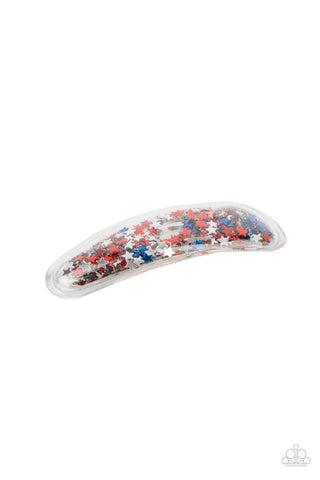 Oh, My Stars and Stripes - Multi  - Red, Blue, and Silver Glitter Paparazzi Hair Clip
