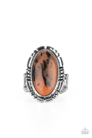Peacefully Pioneer Brown Paparazzi Ring