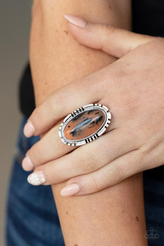 Peacefully Pioneer Brown Paparazzi Ring