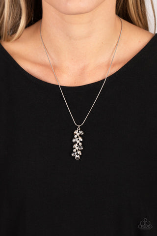 Pearls Before VINE - Silver - Hematite Rhinestone White Pearl Paparazzi Short Necklace