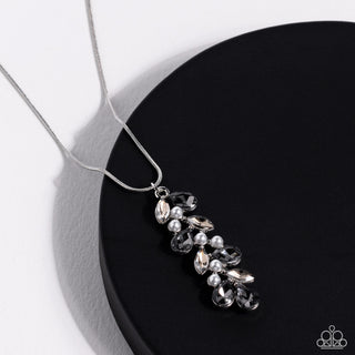 Pearls Before VINE - Silver - Hematite Rhinestone White Pearl Paparazzi Short Necklace