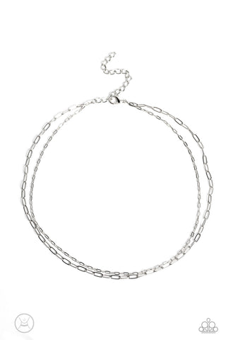 Polished Paperclips - Silver - Tiered Dainty Paparazzi Choker Necklace
