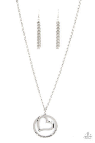Positively Perfect - Silver - Heart "Everything I Am, You Helped Me to Be" Inspirational Mother's Day Heart Paparazzi Long Necklace
