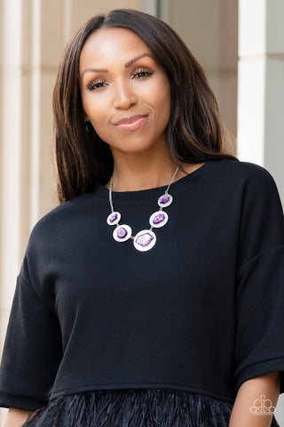 Raw Charisma - Purple - Silvery Gem Paparazzi Short Necklace - 2022 GLOW Convention Exclusive