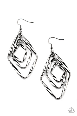 Retro Resplendence Black Paparazzi Earrings