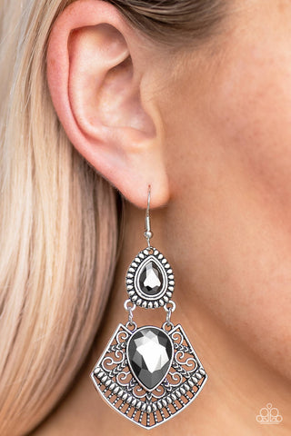 Royal Remix - Silver - Hematite Gem Paparazzi Fishhook Earrings - 2022 GLOW Convention Exclusive