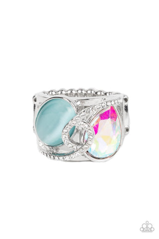 SELFIE-Indulgence Blue Cat's Eye Iridescent Rhinestone Paparazzi Ring