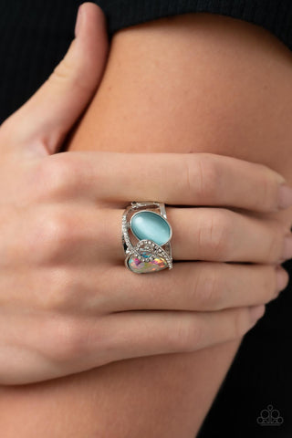 SELFIE-Indulgence Blue Cat's Eye Iridescent Rhinestone Paparazzi Ring