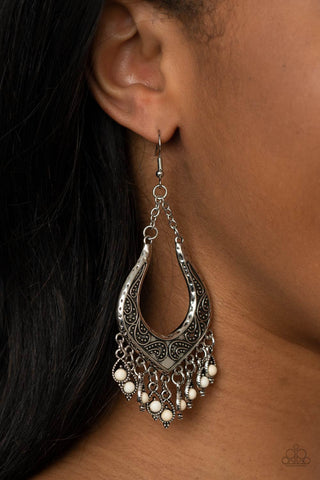 Sahara Fiesta White Paparazzi Earrings