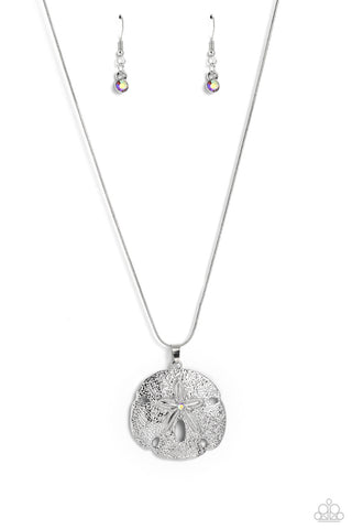 Seize the Sand Dollar - Pink - Iridescent Rhinestone Center Paparazzi Short Necklace