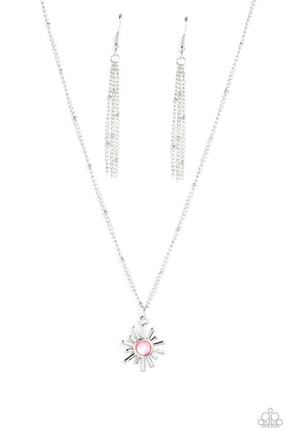 Soak Up the Sun - Pink - Beaded Center Sunburst Pedant Paparazzi Short Necklace