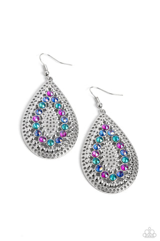 Spirited Socialite - Multi - Purple and Blue Rhinestone Teardrop Paparazzi Fishhook Earrings