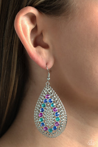 Spirited Socialite - Multi - Purple and Blue Rhinestone Teardrop Paparazzi Fishhook Earrings