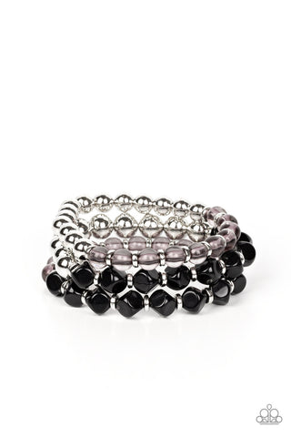 Summer Sabbatical - Black - Faceted Bead Paparazzi Stretchy Bracelet