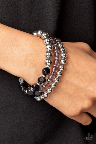 Summer Sabbatical - Black - Faceted Bead Paparazzi Stretchy Bracelet