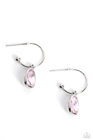Teardrop Tassel - Pink - Dainty Drop Hoop Paparazzi Earrings