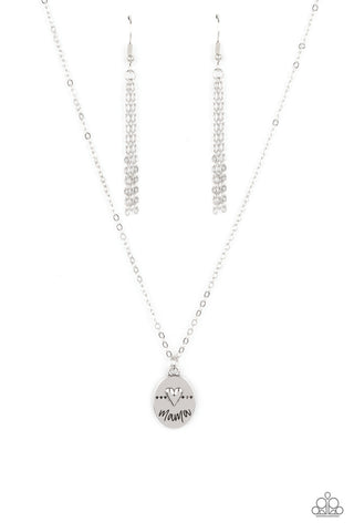 They Call Me Mama - Silver - Heart Mother's Day Paparazzi Short Necklace