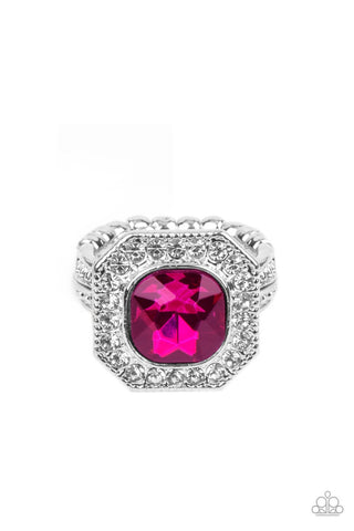 Title Match - Pink - Oversized Gem Paparazzi Dainty Ring