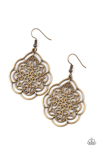 Tour de Taj Mahal Rose Brass Paparazzi Earrings