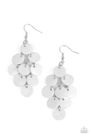Tropical Tryst - White - Circular Shell Disc Paparazzi Fishhook Earrings