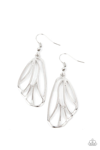 Turn into a Butterfly Silver Paparazzi Earrings